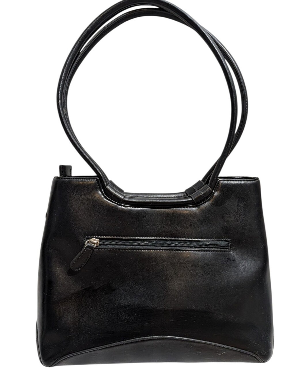 Classic Black Leather Tote Bag - Elegant Everyday Handbag